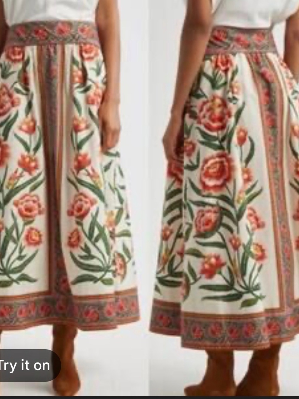 FARM Rio Cream Maxi Skirt with Coral Floral Print - Picture 10 of 12